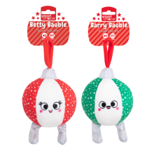 Set of 2 Squeaky Dog Toy Christmas Plush Ball Crinkle