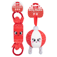 Squeaky Dog Toy Christmas Set of 2 Red Plush