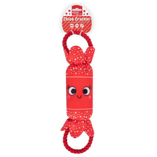 Red Squeaky Dog Toy Christmas Cracker Crinkle Effect