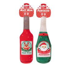 Set of 2 Squeaky Dog Toy Christmas Bottle Crinkle Effect