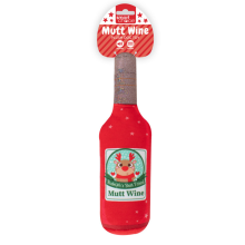 Red Squeaky Dog Toy Christmas Bottle Crinkle Effect