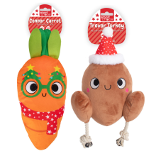 Squeaky Dog Toy Christmas Set of 2 Plush Crinkle