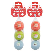 Christmas Festive Rubber Balls Set of 6 Pet Dog Fetch Catch