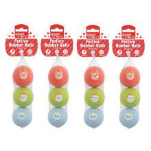 Christmas Festive Rubber Balls Set of 12 Pet Dog Fetch Catch