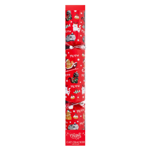 Red Christmas Cat Ball Toy Cracker 14" Single