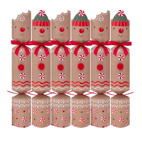 Gingerbread Christmas Crackers Pack of 6 Hats