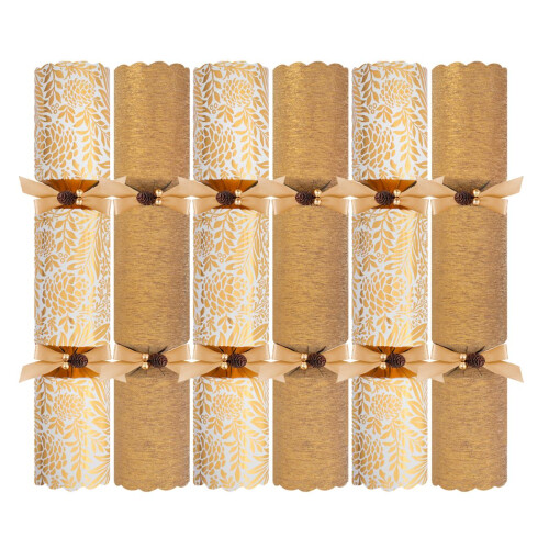 Glitter Christmas Crackers Gold White Exquisite