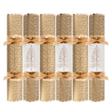 Deluxe Christmas Crackers White Gold Tree Pack of