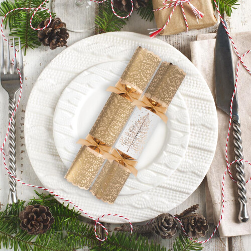 Deluxe Christmas Crackers White Gold Tree Pack of 1