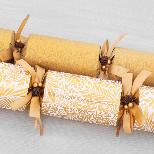 Glitter Christmas Crackers Gold White Exquisite 2