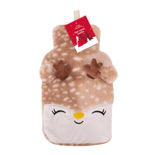 Christmas Hot Water Bottle White Plush Fluffy 2