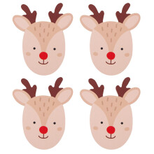 Wooden Reindeer Coasters Pack of 4 Christmas