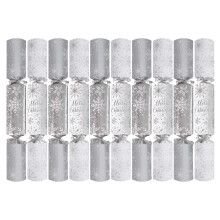 Snowflake Christmas Crackers Silver White Pack of