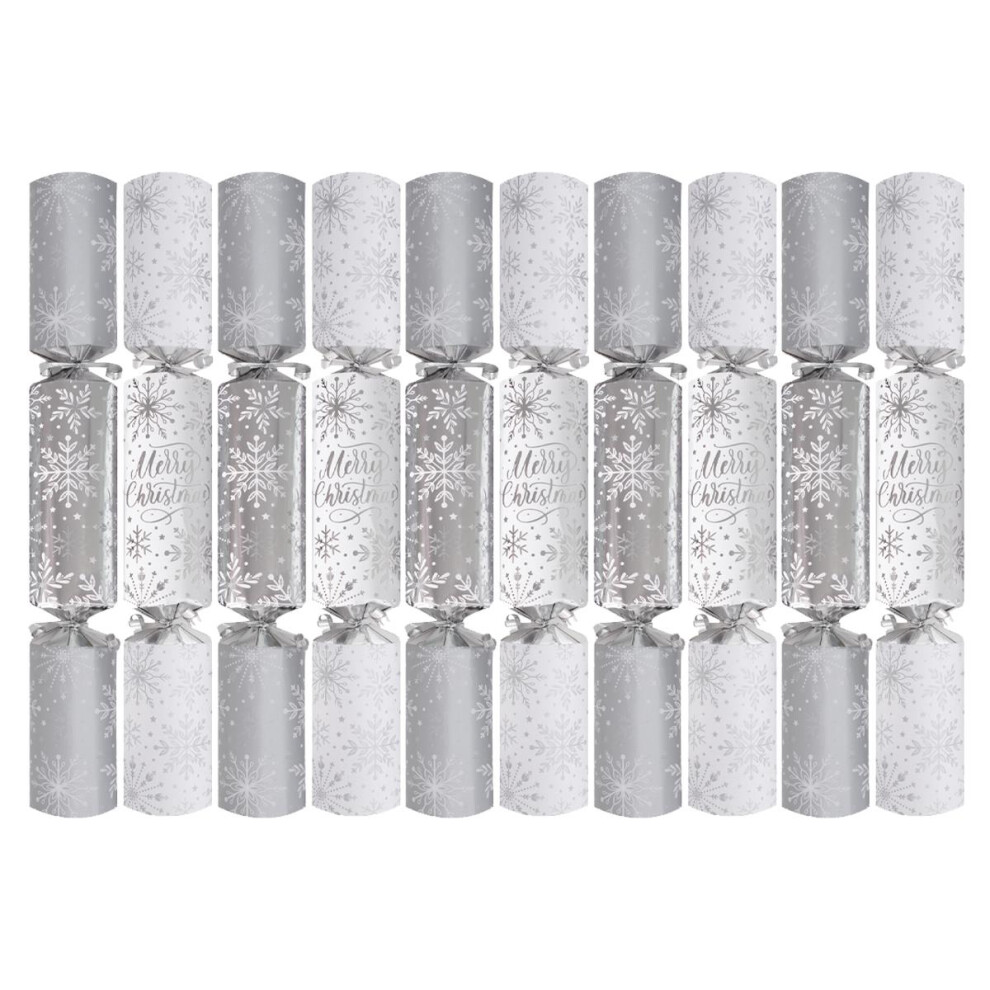 Harvey & Mason Snowflake Christmas Crackers Pack Of Silver/White