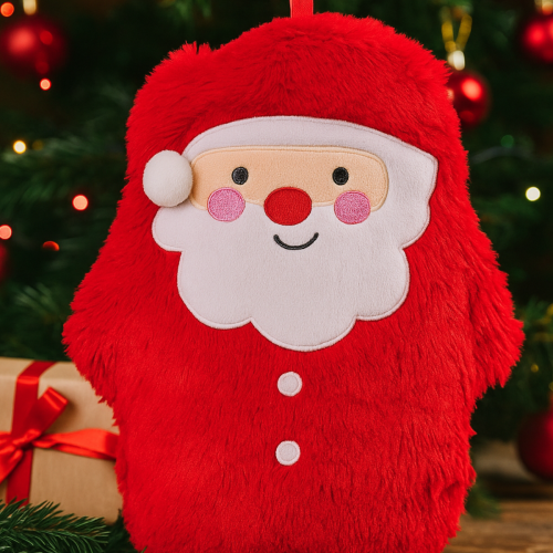 Christmas Hot Water Bottle Red Plush Fluffy Santa 1