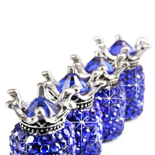 4 Delar Kronformade Bıldäckstäcken Diamantdesign Blå 2