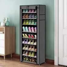 (Gray, High-End) 10 Tier Shoes Rack Storage Shoe Cabinet with Dustproof Cover - Holds 27 Pairs Shoe Stand for Hallway Living Room