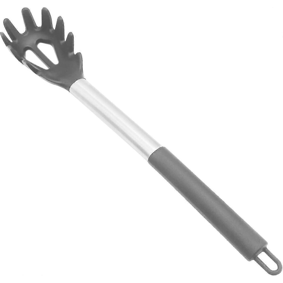 Silicone Pasta Fork, Food Grade Pasta Spoon with Stainless Steel Handle, BPA Free, Spaghetti Strainer and Serving Spoon