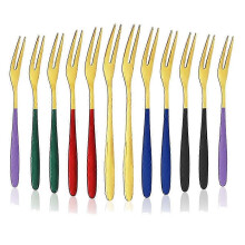 12 Pcs Stainless Steel Dessert Forks Appetizer Forks Mini Fruit Forks for Salad Cocktail Dessert Fruit Cake