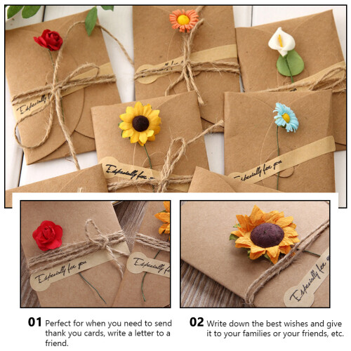 12Pcs Kraftpappers Hälsokort Romantiska Blommor 2