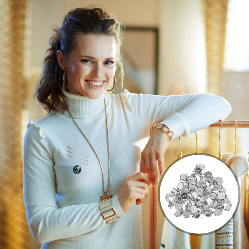 100Pcs Diy Broschbasar Bröstnålsfack Hantverkstillbehör (Silver) 1