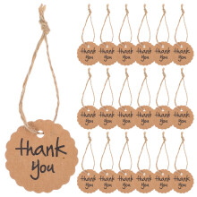 100Pcs Durable Kraft Paper Wedding Favor Tags Thank You Brown Round