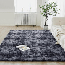 (Dark Grey, 120cm x 170cm) Moonlight Bedding Faux Fur Soft Fluffy Tie Dye Shaggy Rugs fluffy rug