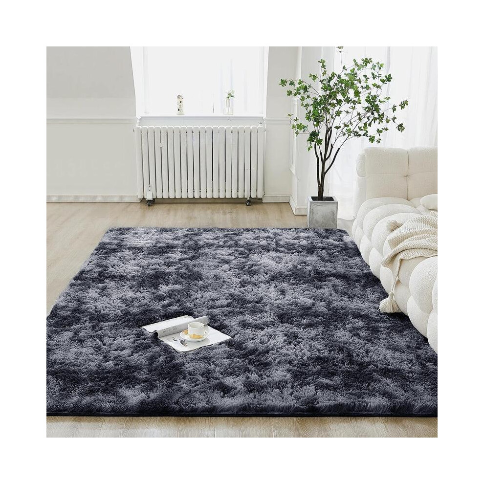 (Dark Grey, 50Cm X 80Cm) Moonlight Bedding Faux Fur Soft Fluffy Tie Dye Shaggy Rugs Fluffy Rug 5052987503093