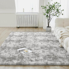 (Light Grey, 80cm x 300cm) Moonlight Bedding Faux Fur Soft Fluffy Tie Dye Shaggy Rugs fluffy rug
