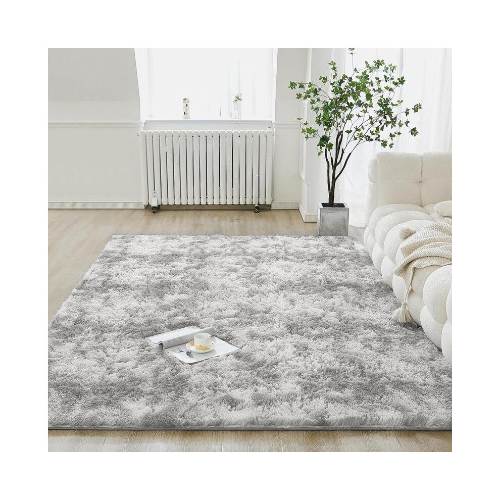 (Light Grey, 80Cm X 300Cm) Moonlight Bedding Faux Fur Soft Fluffy Tie Dye Shaggy Rugs Fluffy Rug 5052987503222