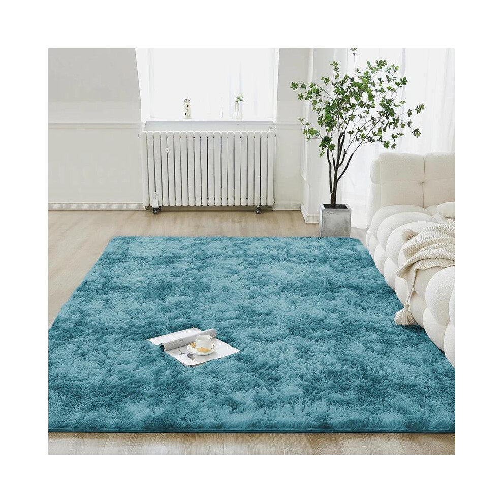 (Teal, 80Cm X 150Cm) Moonlight Bedding Faux Fur Soft Fluffy Tie Dye Shaggy Rugs Fluffy Rug 5052987503390