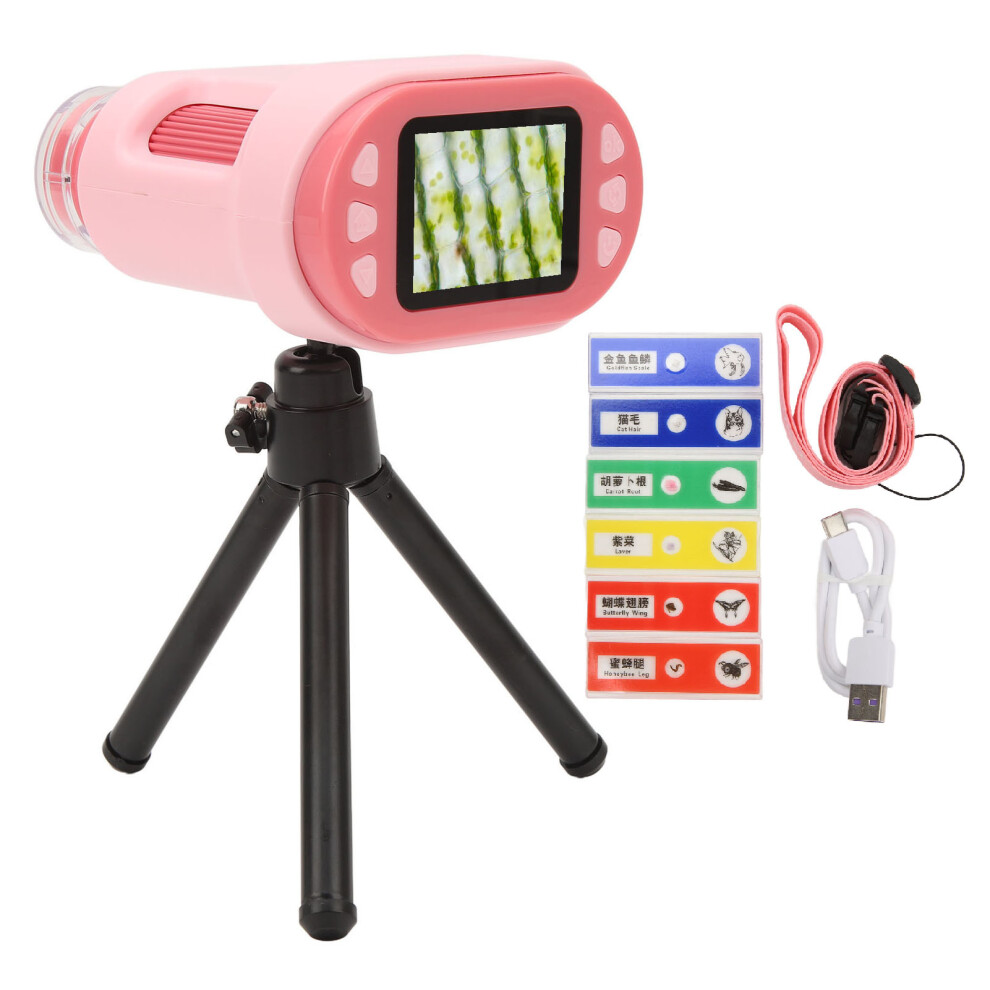 (Pink) Hd 1080P Kids Microscope Binoculars 2.0 Inch Ips Display Pink 643505116700
