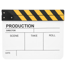 (Yellow Stripe White Board(PAV1YWE2)) 30x25CM Acrylic Clapperboard Director Film Magnet Yellow Stripe