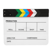 (Colorful Stripe White Board(PAV1CWE3)) 30x25CM Organic Acrylic Clapperboard Movie Director Yellow Stripe