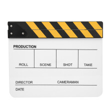 (Yellow Stripe White Board(PAV1YWE3)) 30x25CM Organic Acrylic Clapperboard Movie Director Yellow Stripe