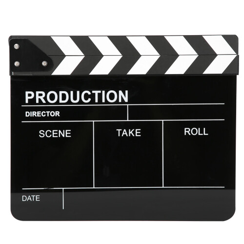 (White Stripe Black Board) 30x25CM Acrylic Clapperboard White Stripe Black
