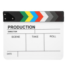 (Colorful Stripe White Board(PAV1CWE2)) 30x25CM Acrylic Clapperboard Director Film Magnet Yellow Stripe