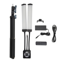 (US Plug) 40W Dual Arms LED Fill Light 3200K-5600K Foldable 3 Modes Phone Holder