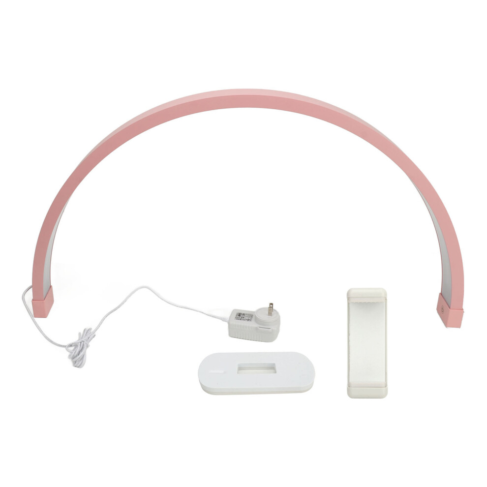 (Pink) 27in 40W Half Moon Nail Lamp 3200-5600K 2000LM Phone Clip 100-240V
