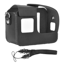 (Black) TELESIN PU Leather Vintage Case for Gopro Hero8