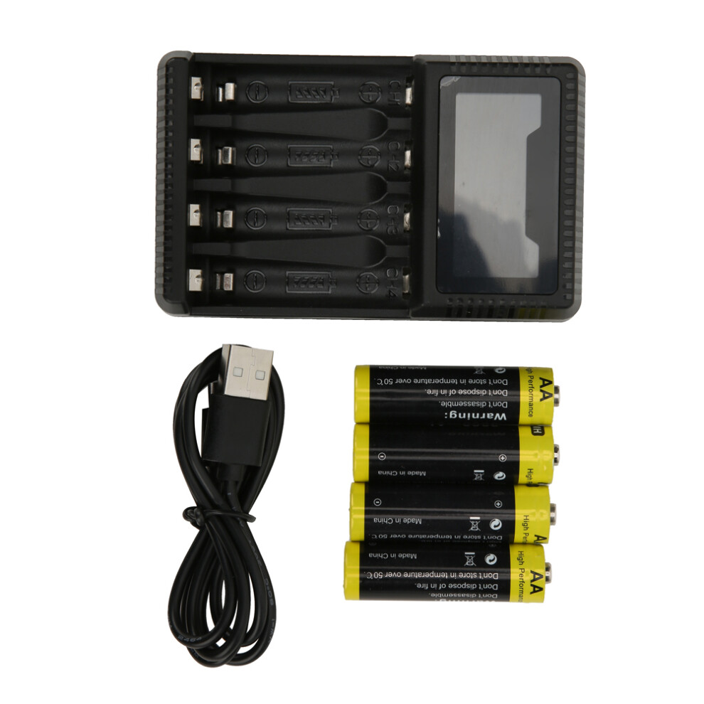 Seivi 4 Slot Lcd Usb Battery Charger For Aa Aaa Nimh With 4 Batteries 643505033564