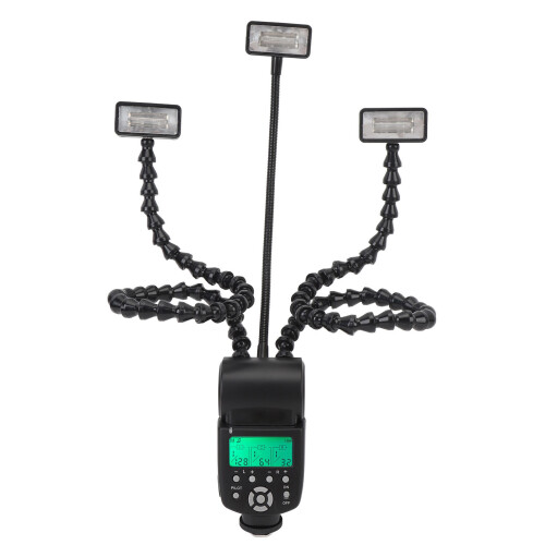 Camera Macro Flash Flexible 3 Head 5600K 8 Level Brightness Portable