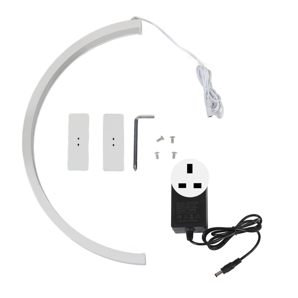 White (Uk Plug) 22In 36W Half Moon Led Nail Lamp 2700K-6500K Dimmable