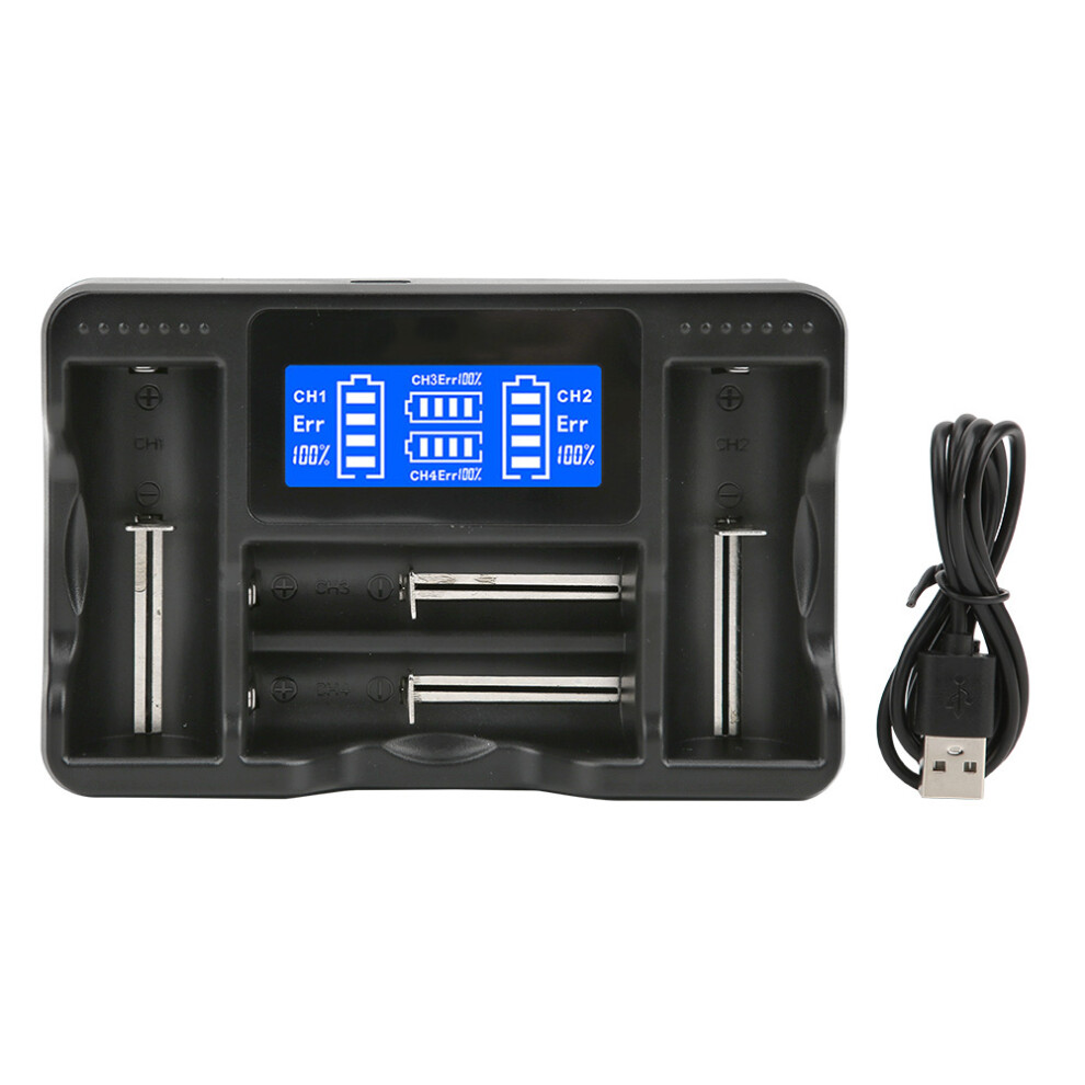 Seivi Pc Usb 4-Slot Aa Aaa Nimh Nicd 18650 Charger Black 643505148657