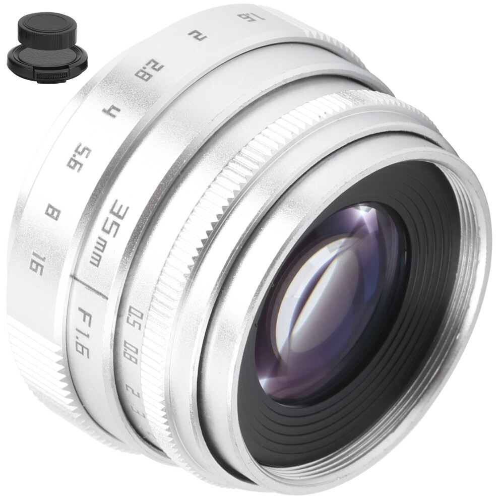 (Silver) 35Mm F1.6 C Mount Manual Focus Portrait Lens Silver 643505025613