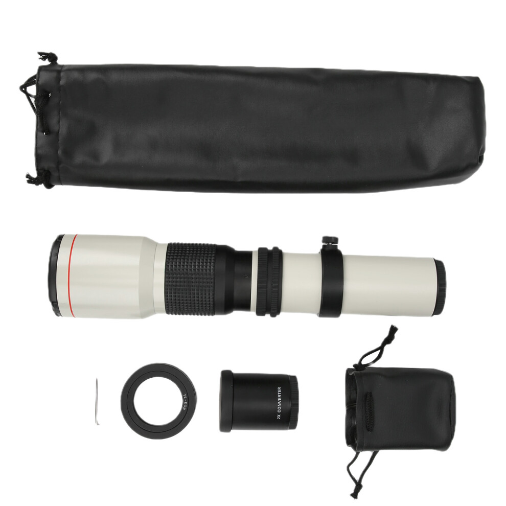 (White) 500Mm F8 F32 Manual Focus Telephoto Lens 2X Magnification Canon Efs White 643505026085