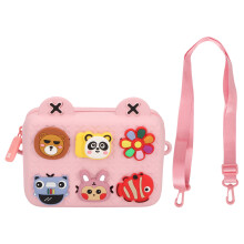 (Pink) Kids Single Shoulder Camera Bag DIY Cartoon Pink Sling