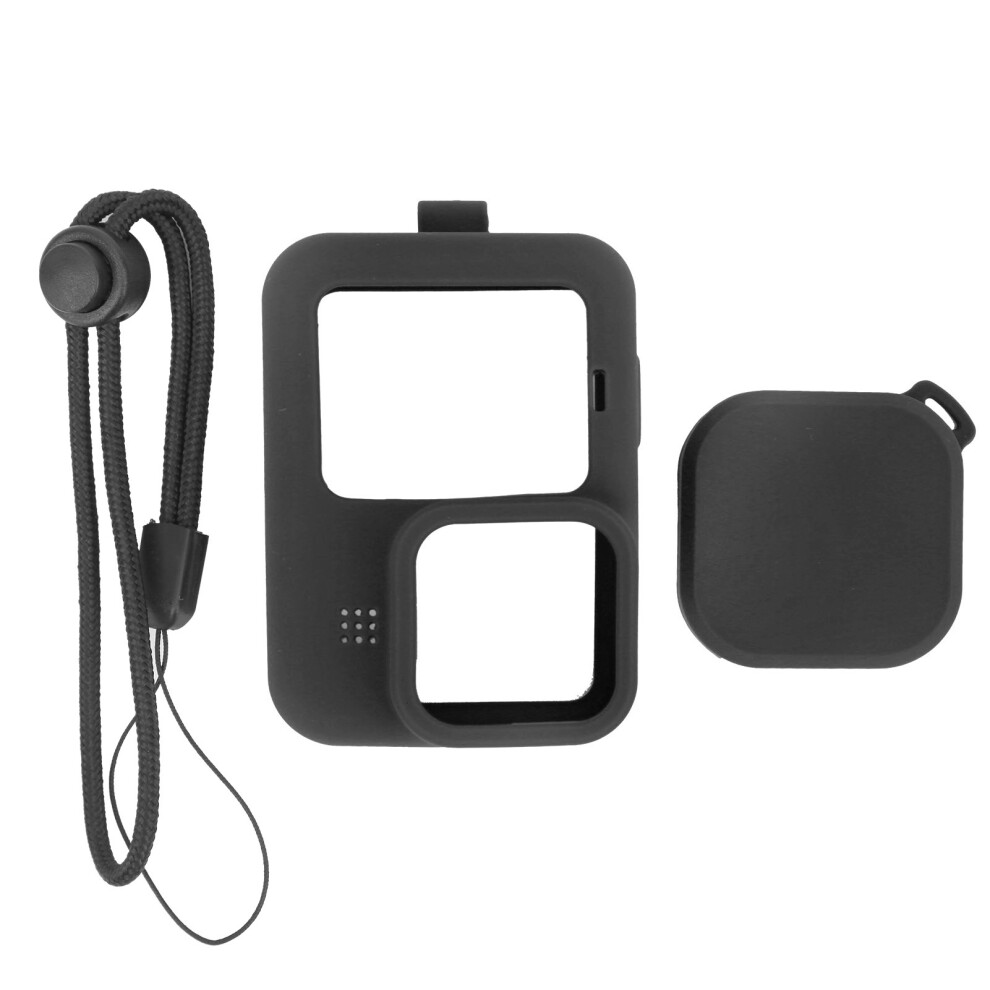 (Black) Soft Silicone Case With Wrist Lanyard And Lens Cap For Gopro 9 Black 643505145731