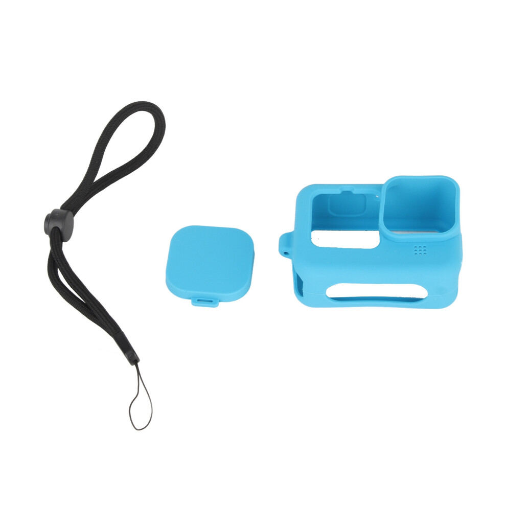 (Blue) Soft Silicone Case With Wrist Lanyard And Lens Cap For Gopro 9 Blue 643505145724