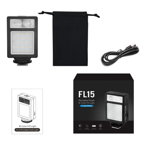 Small Camera Flashlight 5 Brightness Levels GN10 2500K-6500K